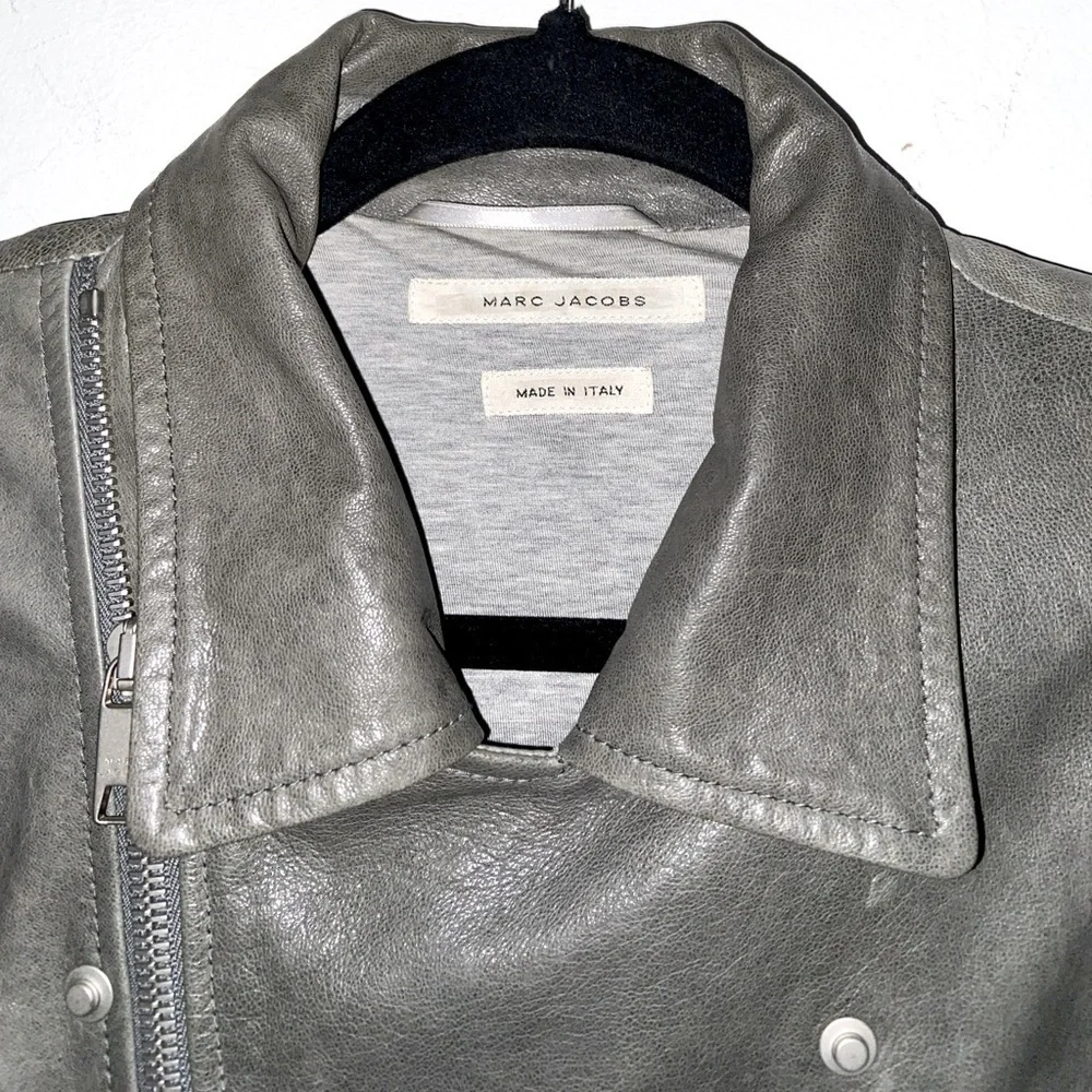 Marc Jacobs Biker/Motorcycle Leather Jacket Gray - Picture 2 of 9